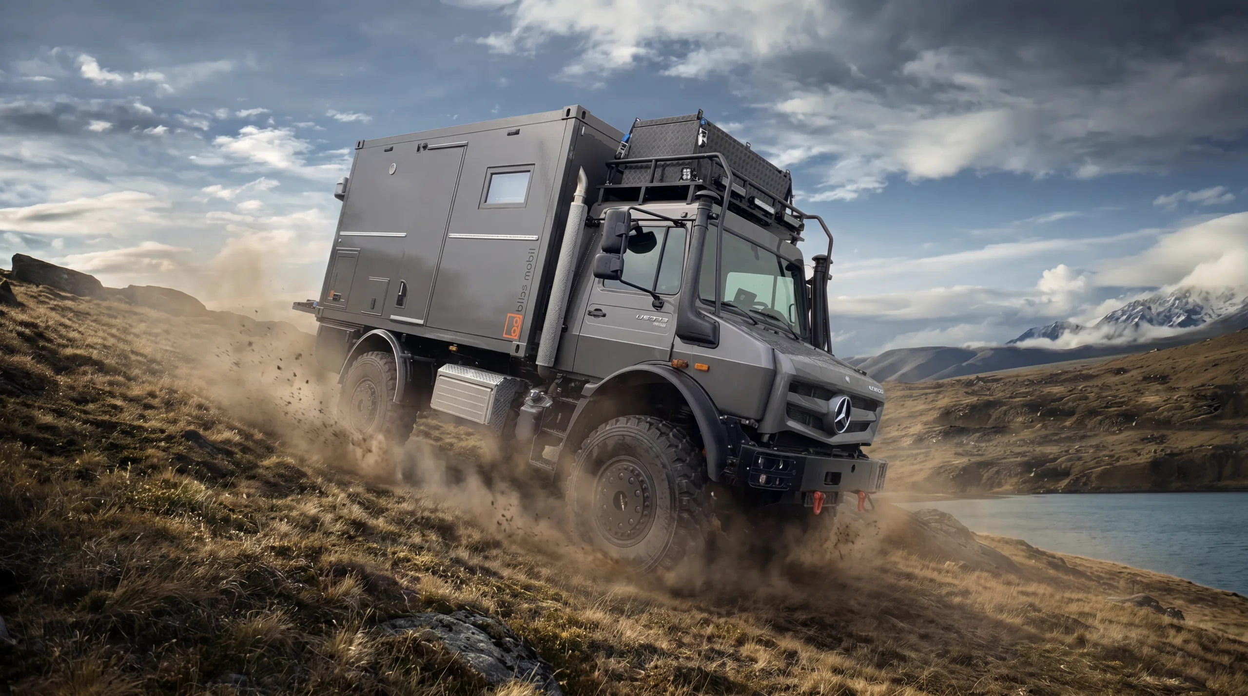 Expedition vehicle in the Gobi