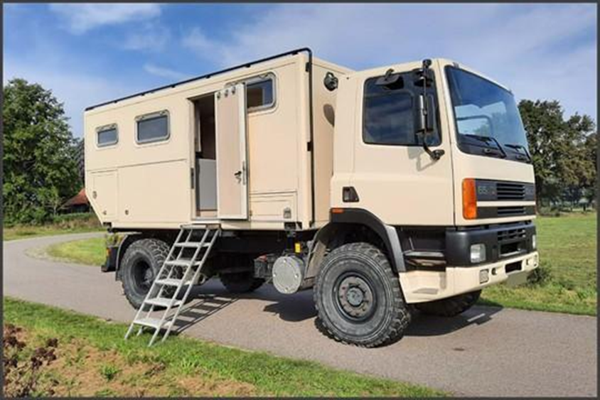 Mobile base camp in open landscape